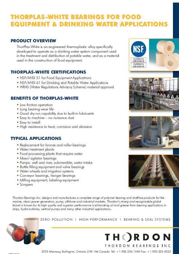 ThorPlas-White Bearings for food equipment